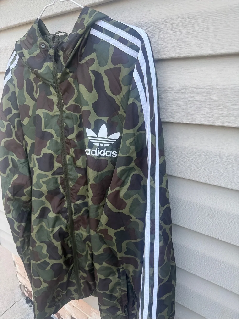 adidas Green & Black Camo Windbreaker with Hood